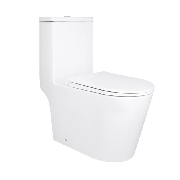 Унитаз-моноблок напольный Qtap Kolibri Ultra Quiet безободковый с сиденьем Soft-close WHITE QT10226380W, фото  | SNABZHENIE.com.ua