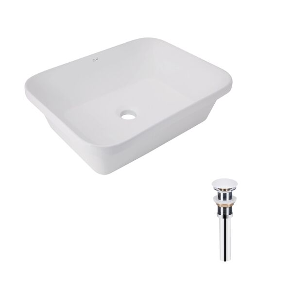 Комплект Qtap Scorpio: Раковина врезная прямоугольная 500х380х145 мм White + Донный клапан PU02, фото  | SNABZHENIE.com.ua