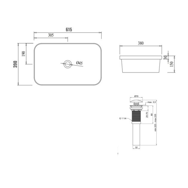Раковина Qtap Scorpio 610x380 мм, врезная, белая + донный клапан PU02, фото , изображение 2 | SNABZHENIE.com.ua