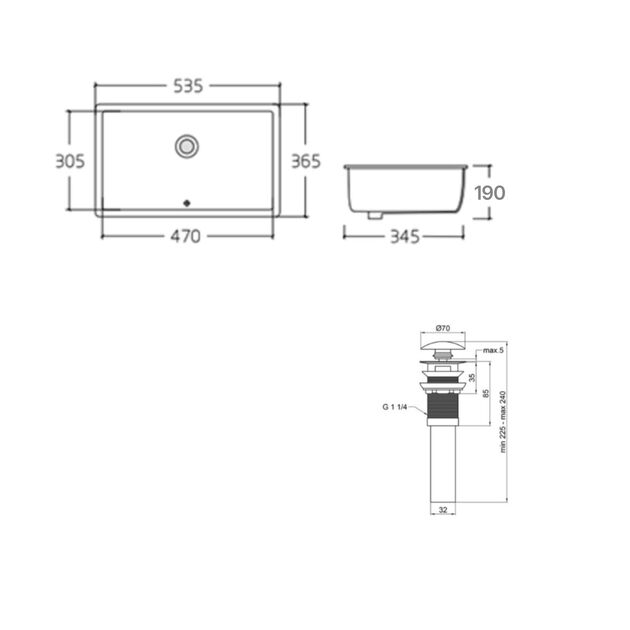 Комплект Qtap Stork: Раковина 530x370x200 мм White + Донный клапан, фото , изображение 2 | SNABZHENIE.com.ua