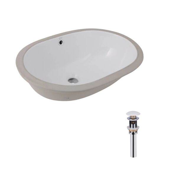 Комплект Qtap Stork: Раковина овальная 560x395 мм White + Клапан PU02O, фото  | SNABZHENIE.com.ua