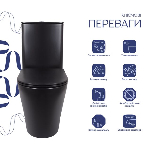 Унітаз підлоговий Qtap Scorpio Ultra Quiet безободковий з сидінням Soft-Close MATTE BLACK QT14226088AMB, фото , зображення 3 | SNABZHENIE.com.ua