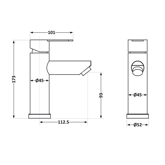 Смеситель для раковины Brinex Pure 001F низкий никель, фото , изображение 2 | SNABZHENIE.com.ua