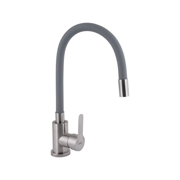 Смеситель для кухни Brinex Pure 015F3 с гибким изливом Nickel/Grey, фото  | SNABZHENIE.com.ua
