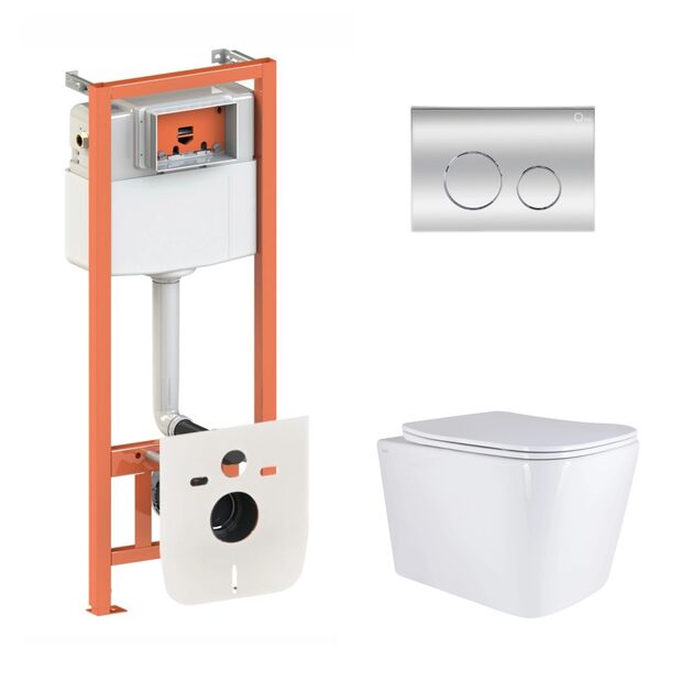 Подвесной унитаз Tern с инсталляцией Nest 4 в 1 и клавишей Хром, фото  | SNABZHENIE.com.ua