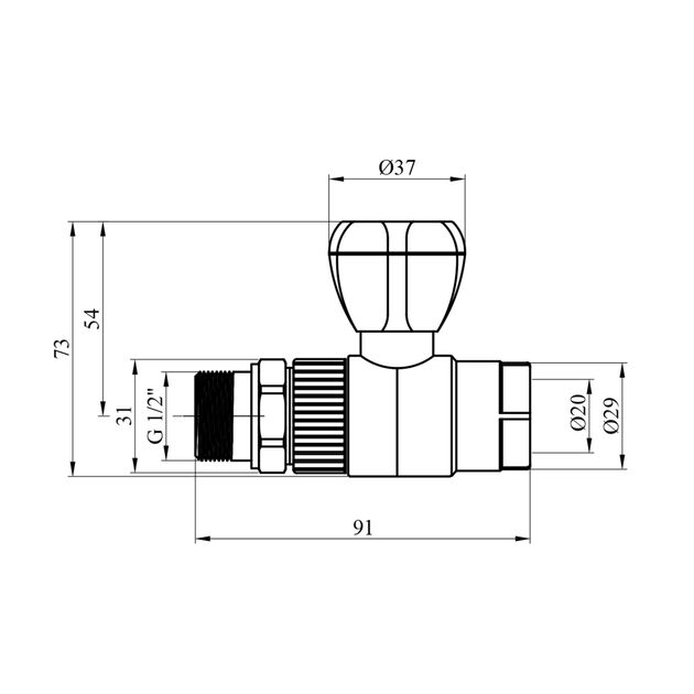 Кран радіаторний прямий PPR Rozma 20х1/2, фото , зображення 2 | SNABZHENIE.com.ua