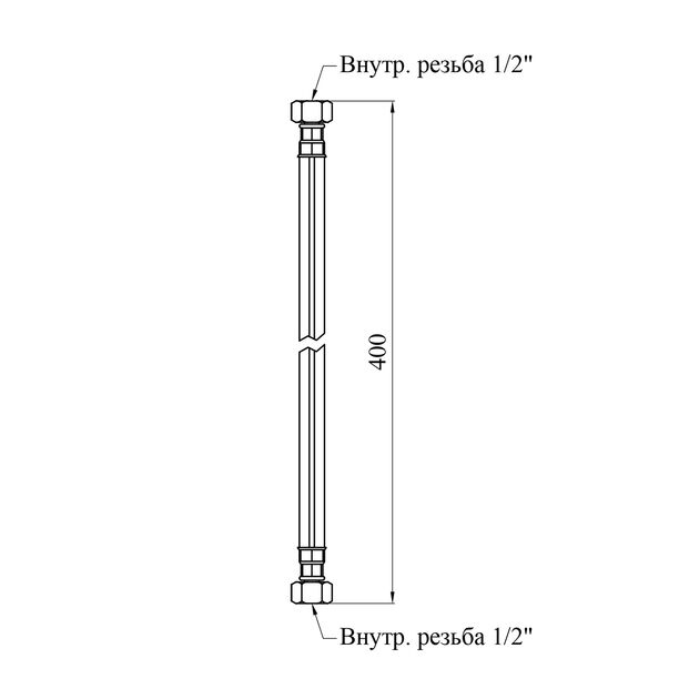 Шланг газовый 1/2 ВВ 40 см с металлическими гайками черный, фото , изображение 2 | SNABZHENIE.com.ua
