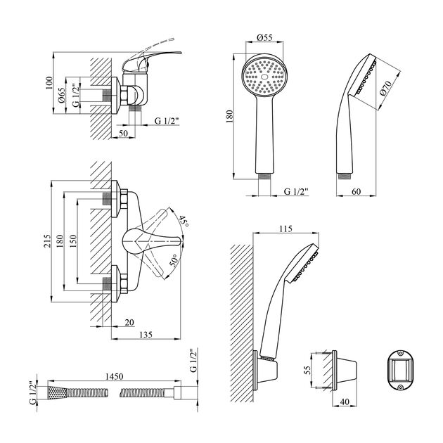 Змішувач для душа Agua Leon - C050, фото , зображення 2 | SNABZHENIE.com.ua