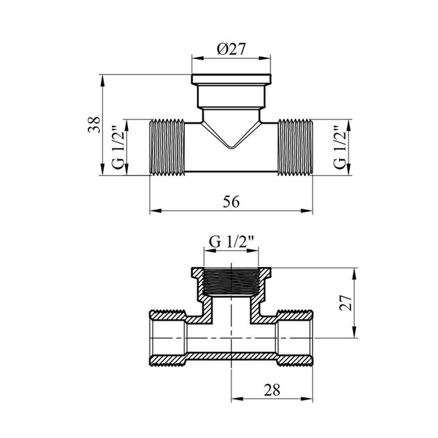Тройник Karro 1/2" НВН никелированный KR-3213, фото , изображение 2 | SNABZHENIE.com.ua