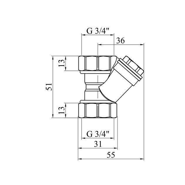 Фільтр грубої очистки STA (DN) 20 ВВ латунний, фото , зображення 2 | SNABZHENIE.com.ua