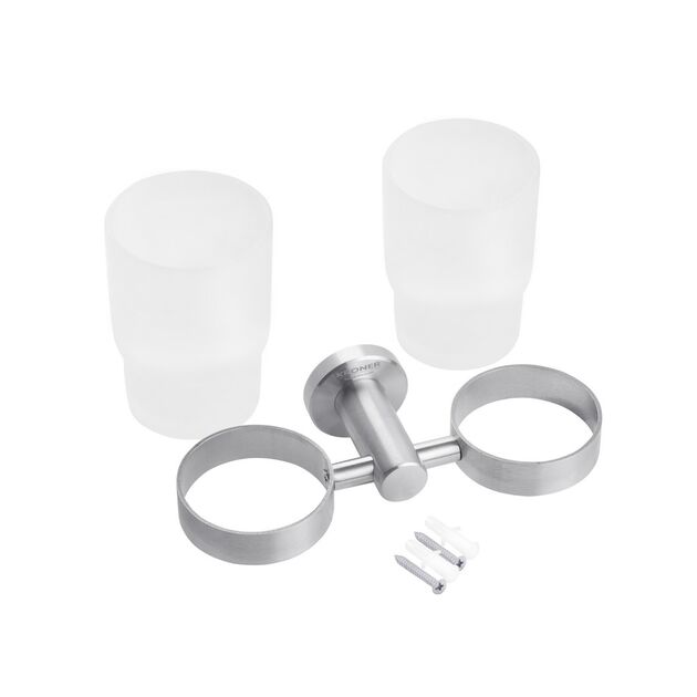 Стакан подвійний для ванної кімнати Kroner KRP Edelstahl Klassisch - ESG3708, фото , зображення 3 | SNABZHENIE.com.ua