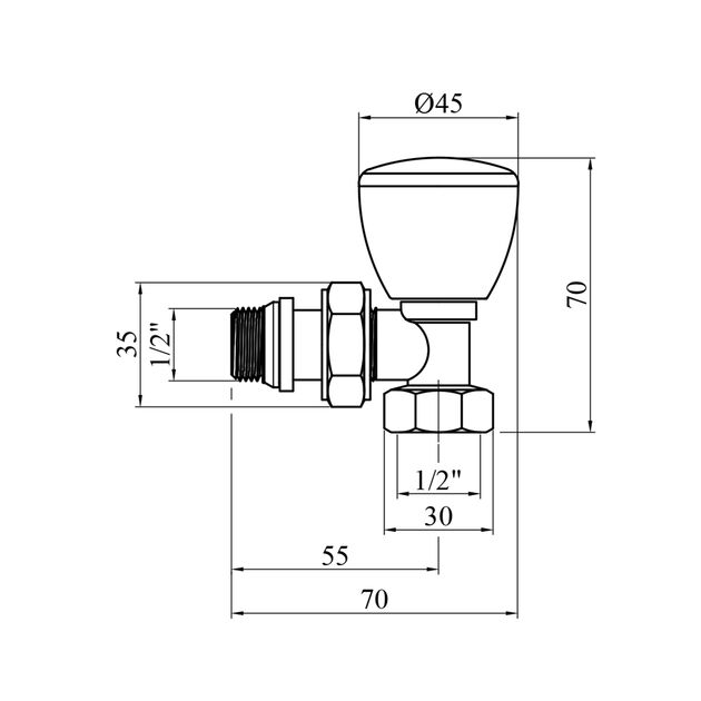Комплект радіаторних кутових кранів верхніх Karro 1/2 ВН білі, фото , зображення 2 | SNABZHENIE.com.ua