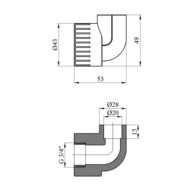 Колено PPR Rozma 20х3/4 РВ, фото , зображення 2 | SNABZHENIE.com.ua