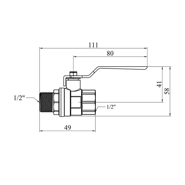 Шаровой кран STA 1/2 ВН PN30 с никелированной ручкой, фото , изображение 2 | SNABZHENIE.com.ua