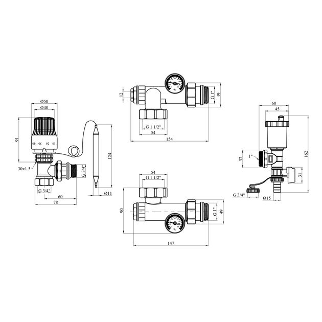 Коллекторная группа Karro 3/4 с термостатическим краном, никель, фото , изображение 2 | SNABZHENIE.com.ua