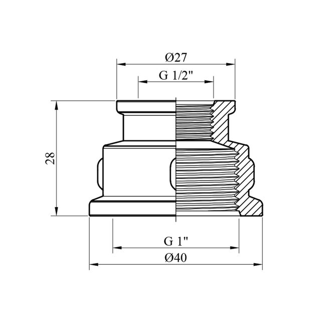 Муфта перехідна STA 1х1/2 ВВ латунна, фото , зображення 2 | SNABZHENIE.com.ua