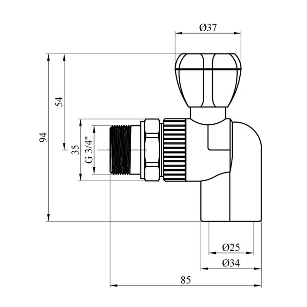 Угловой радиаторный кран PPR GrandiTherm 25х3/4, фото , изображение 2 | SNABZHENIE.com.ua