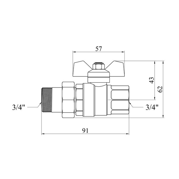 Кран-американка прямой STA LB 3/4 ВН PN40, никелированный, зеленый, фото , изображение 2 | SNABZHENIE.com.ua