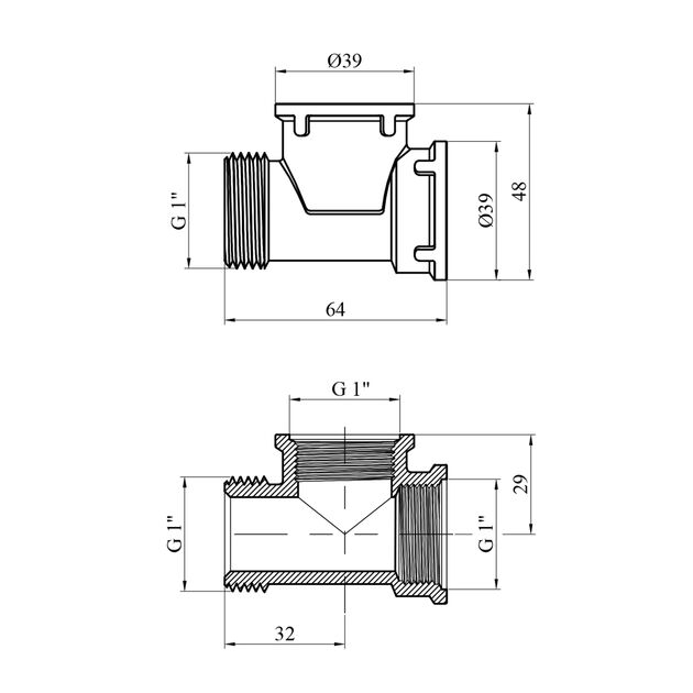 Тройник STA 1 ВВН латунний, фото , зображення 2 | SNABZHENIE.com.ua