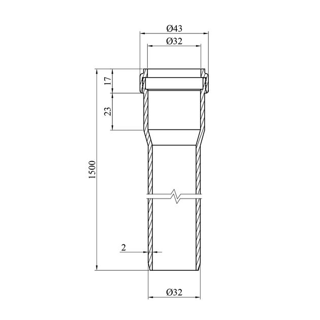 Труба для канализации Rozma 32 мм, 1500 мм, фото , изображение 2 | SNABZHENIE.com.ua