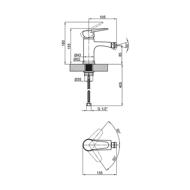 Змішувач для биде Kroner KRM Elbe - C020, фото , зображення 2 | SNABZHENIE.com.ua