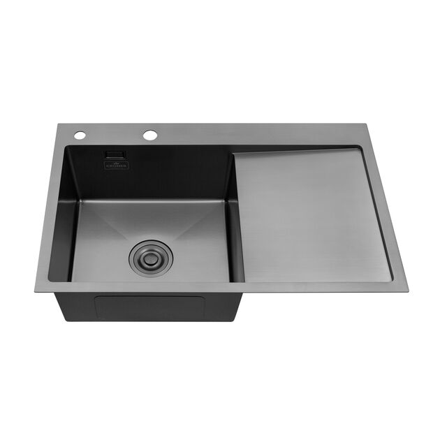Кухонная мойка Kroner KRP Schwarze 7849LHM PVD (3,0/1,0 мм), фото , изображение 3 | SNABZHENIE.com.ua
