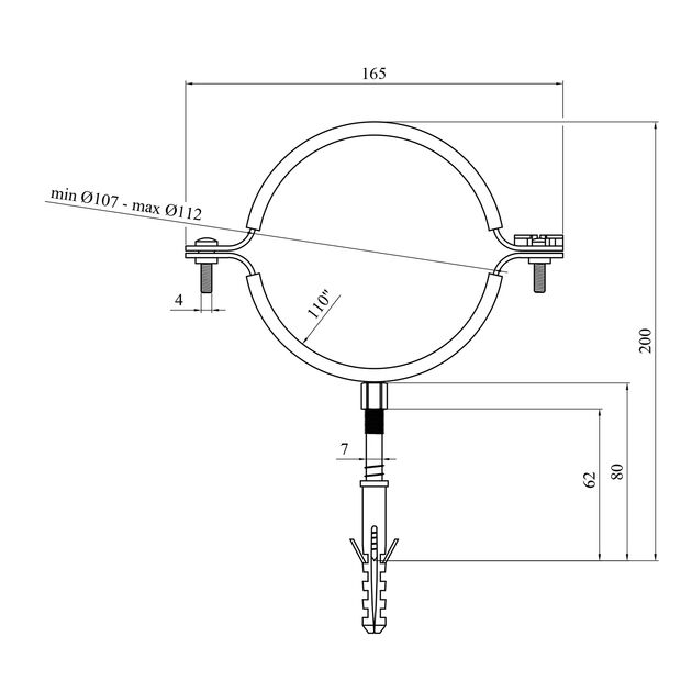 Хомут со шпилькой Karro 110 107-112 мм металлический, фото , изображение 2 | SNABZHENIE.com.ua