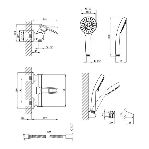 Смеситель для душа Kroner KRM Kante C050, фото , изображение 2 | SNABZHENIE.com.ua