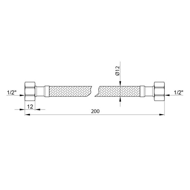 Гибкая подводка для подключения воды Kroner KRP 1/2" ВВ 20 см в оплетке из нержавеющей стали, фото , зображення 2 | SNABZHENIE.com.ua