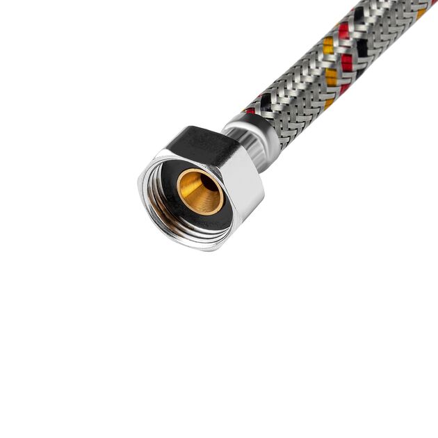 Гибкая подводка для подключения воды Kroner KRP 1/2" ВВ 20 см в оплетке из нержавеющей стали, фото , зображення 3 | SNABZHENIE.com.ua