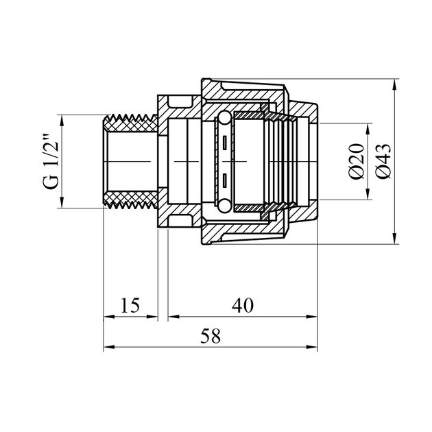 Муфта ПЭ SPT 20х1/2 РН, фото , изображение 2 | SNABZHENIE.com.ua