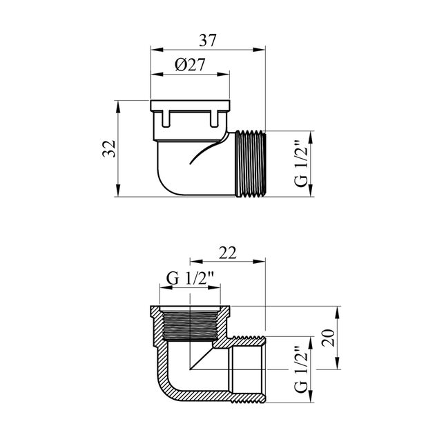 Уголок STA 1/2 ВН латунний, фото , зображення 2 | SNABZHENIE.com.ua