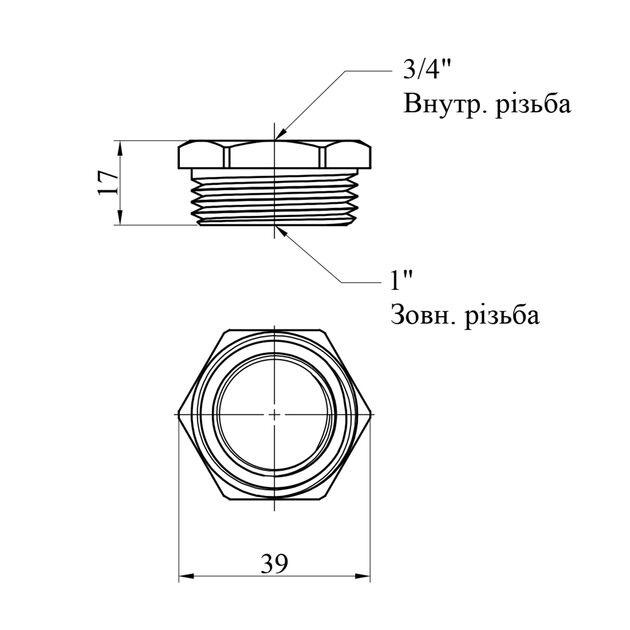 Футорка латунная STA 3/4х1 ВН, фото , изображение 2 | SNABZHENIE.com.ua
