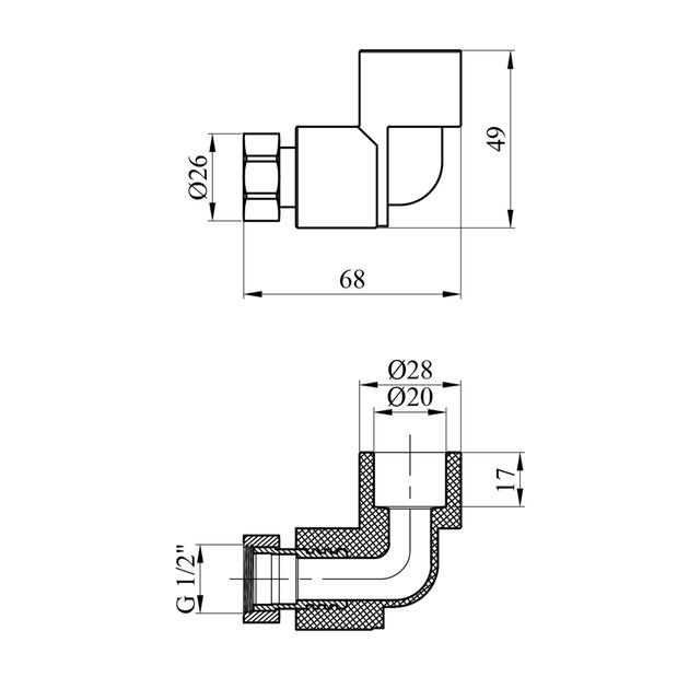 Колено PPR GrandiTherm 20х1/2 с накидной гайкой, фото , изображение 2 | SNABZHENIE.com.ua