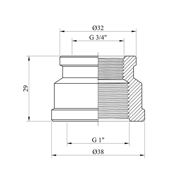 Муфта переходная Karro 1 х 3/4 ВВ никелированная KR-3122, фото , изображение 2 | SNABZHENIE.com.ua