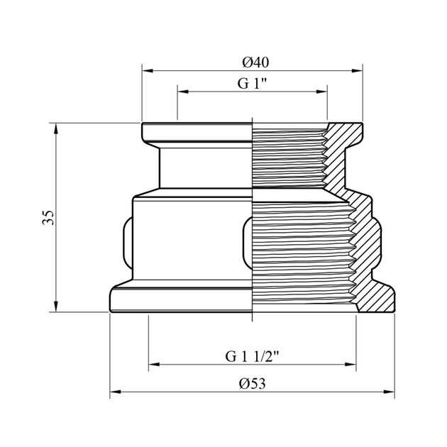Муфта перехідна STA 1 1/2х1 ВВ латунна, фото , зображення 2 | SNABZHENIE.com.ua