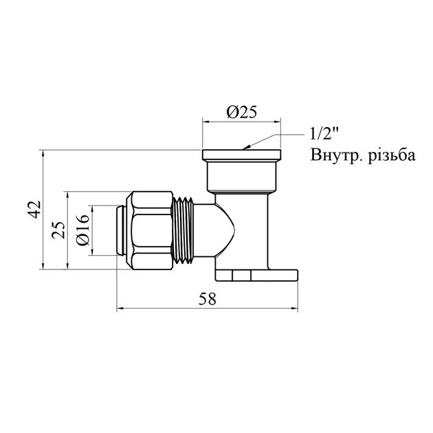 Колено настенное металлопластиковое Karro 16х1/2 РВ никель KR-0820, фото , изображение 2 | SNABZHENIE.com.ua
