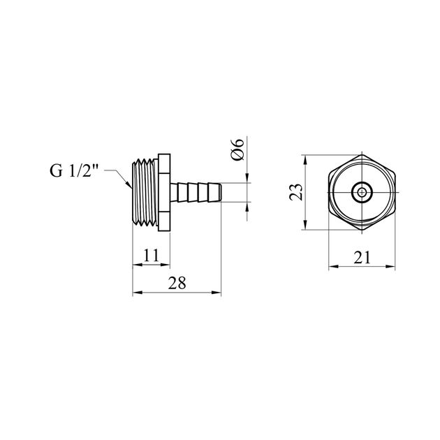Штуцер Karro 1/2 РH, D=6 мм нікельований KR-821, фото , зображення 2 | SNABZHENIE.com.ua