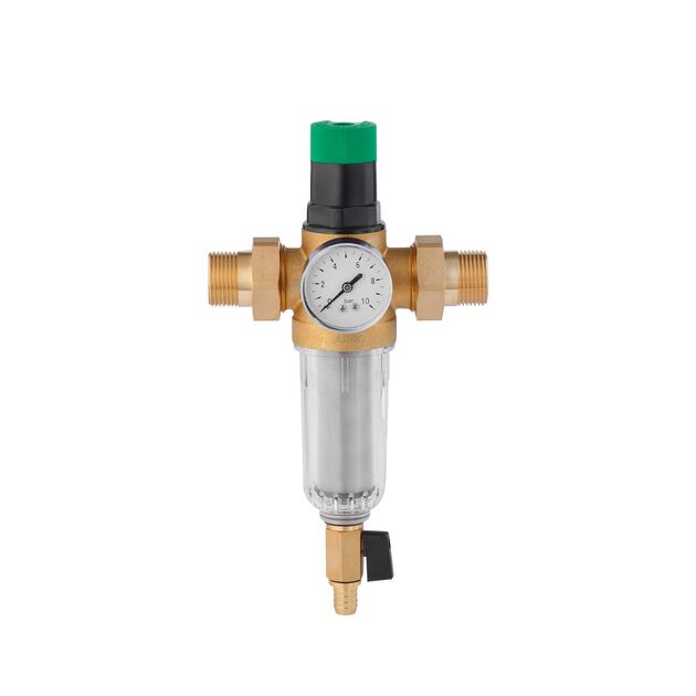 Самоочищающийся фильтр с редуктором давления Karro KR-8800, латунь, фото , изображение 3 | SNABZHENIE.com.ua