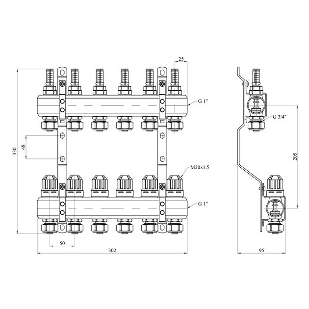 Коллектор Karro на 6 выходов с евроконусами, хромированный KR-20160, фото , изображение 2 | SNABZHENIE.com.ua