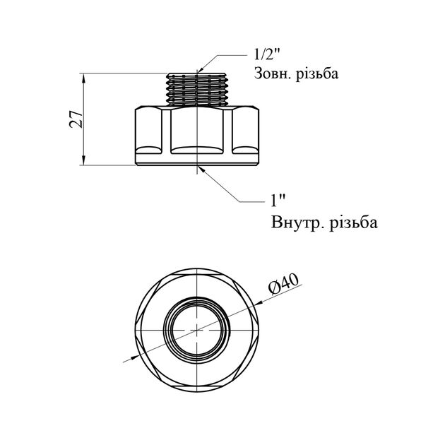 Переходник STA Premium 1x1/2 ВН никелированный, фото , изображение 2 | SNABZHENIE.com.ua
