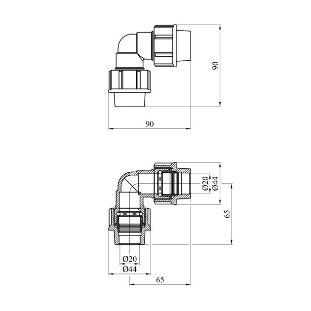 Колено ПЭ SantehPlast 20х20 мм, фото , зображення 2 | SNABZHENIE.com.ua