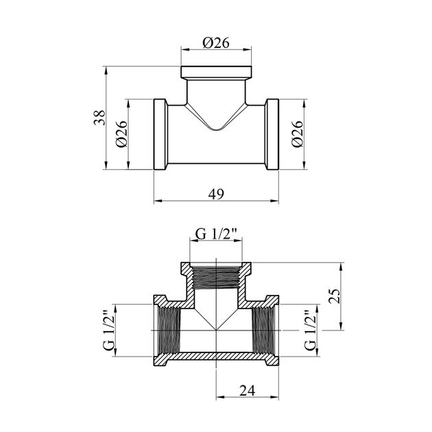 Тройник STA Premium 1/2 ВВВ нікельований, фото , зображення 2 | SNABZHENIE.com.ua