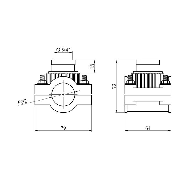 Седловая врезка ПЭ SantehPlast 32х3/4", фото , изображение 2 | SNABZHENIE.com.ua