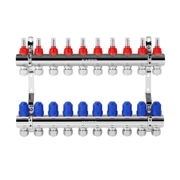 Коллектор Karro 10 выходов с евроконусами, хромированный KR-20160, фото , изображение 3 | SNABZHENIE.com.ua