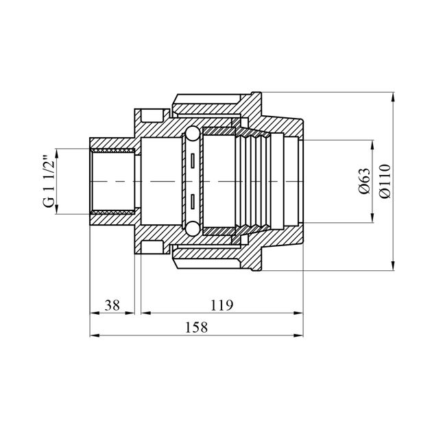 Муфта ПЭ SantehPlast 63х1 1/2" РВ, фото , изображение 2 | SNABZHENIE.com.ua