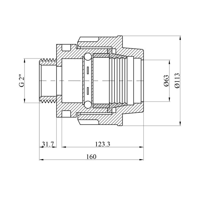 Муфта ПЭ SantehPlast 63x2" РН, фото , зображення 2 | SNABZHENIE.com.ua