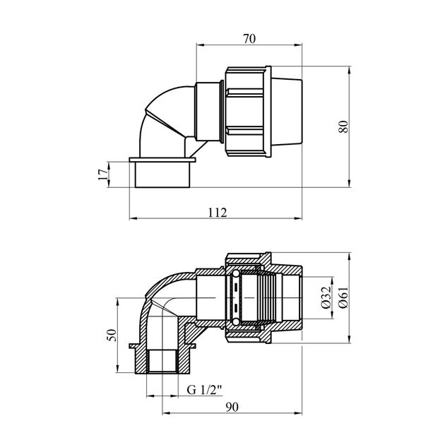 Колено ПЭ SantehPlast 32х1/2" РВ, фото , изображение 2 | SNABZHENIE.com.ua