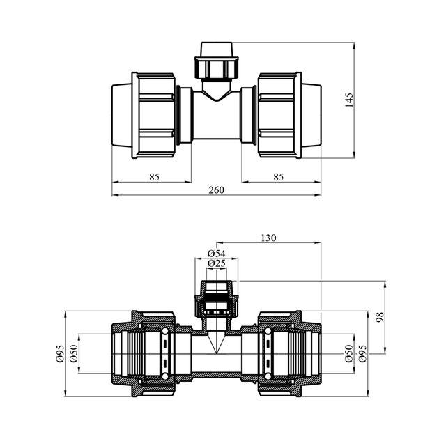 Тройник редукционный ПЭ SantehPlast 50х25х50 мм, фото , зображення 2 | SNABZHENIE.com.ua