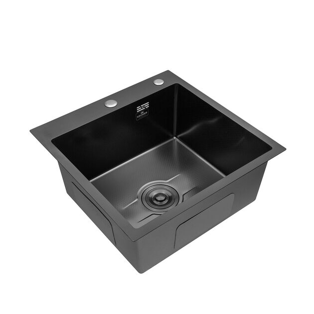 Кухонна мийка Kroner Derby KRP PVD - 5050HM (2,5/0,5 мм), фото , зображення 3 | SNABZHENIE.com.ua